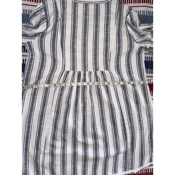 Rock Flower Paper Chambray Blue Striped Beach Club Resort Dress Sz L - Picture 4 of 7